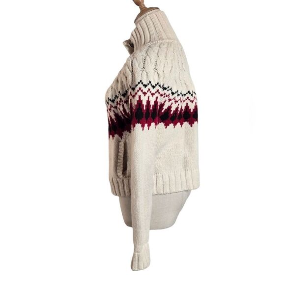 L.L. Bean White and Burgundy Cropped Cardigan Sweater - Picture 5 of 5